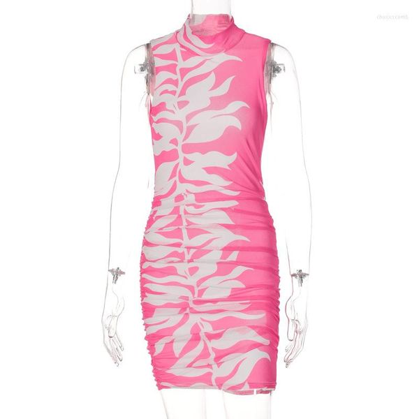 Neue Casual Kleider SKMY 2024 Frühling Ärmelloses Rundhals Gedruckt Kleid Party Fashion Club Outfits Festival Kleidung Bodycon Für Frauen