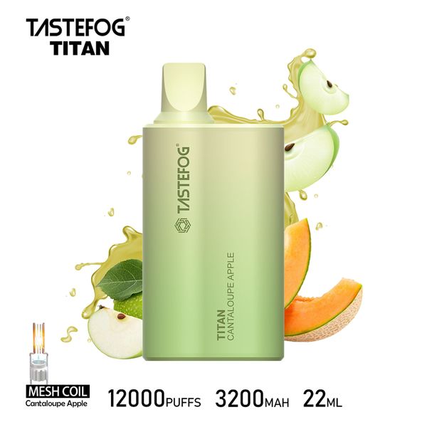 Original Tastefog Titan 12000 Puffs Bars Descartáveis Vape Pen E Cigarros 22ml Pré-cheio Pods Cartucho 3200mAh Grande Bateria Puffs 12K 2% 10 Sabores Frete Grátis