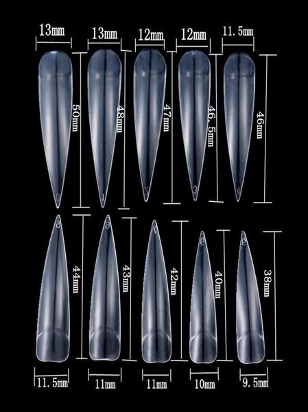 500 Stück Packung TransparentWhiteNatural Long Stiletto Pointy Artificial Fake Half Cover False Hand French Nails Tips Art Salon7004421