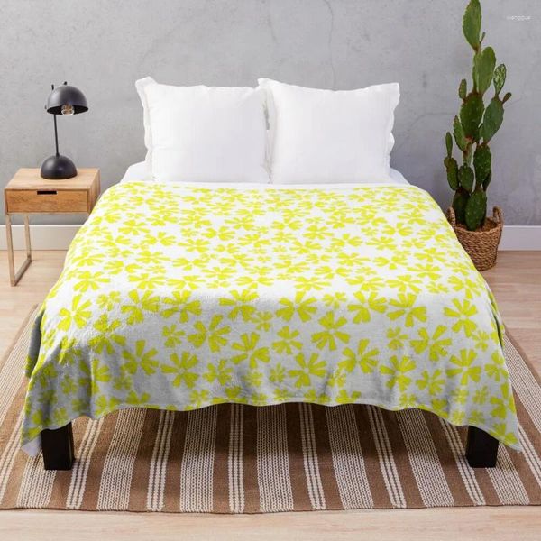 Battaniye sarı çiçek vektör desen polyester tasarımcı kanepe battaniye atma