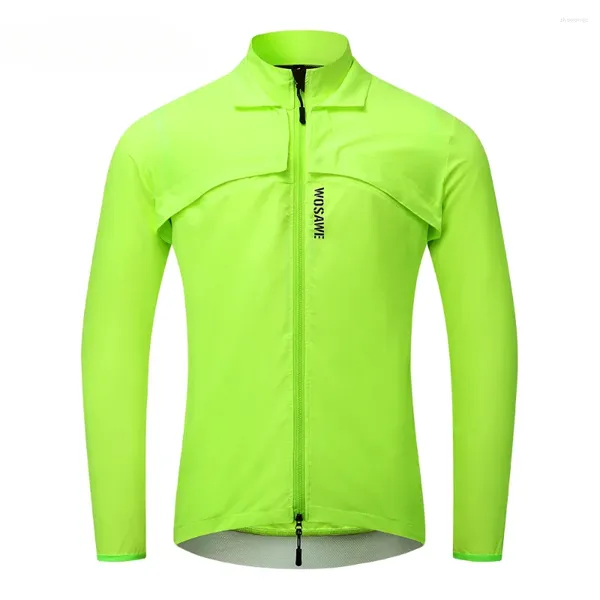 Jaquetas de corrida 2023 Mens Bike Jacket Manga Longa Jersey Colete Vento Casaco Windbreaker Windproof Sportswear ao ar livre com mangas removíveis