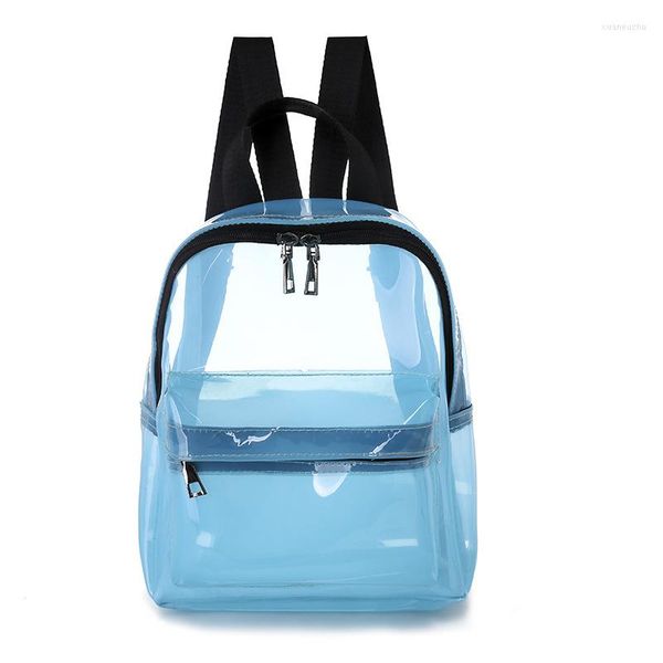 Bolsas escolares Versão coreana de verão Moda PVC Backpack Jelly transparente Bolsa de ombro duplo viagens pequenas bolsas escolares femininas