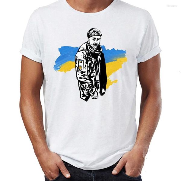 Camisetas Masculinas Camisa Masculina Tymofiy Shadura Tribute Ucrânia Herói Executado Soldado Impresso Arte Impressa