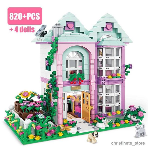 Blocchi Amici City House Stili di vacanza estiva Castello Building Blocks Set Giardino Giocattoli fai da te per bambini Ragazza Regalo di compleanno