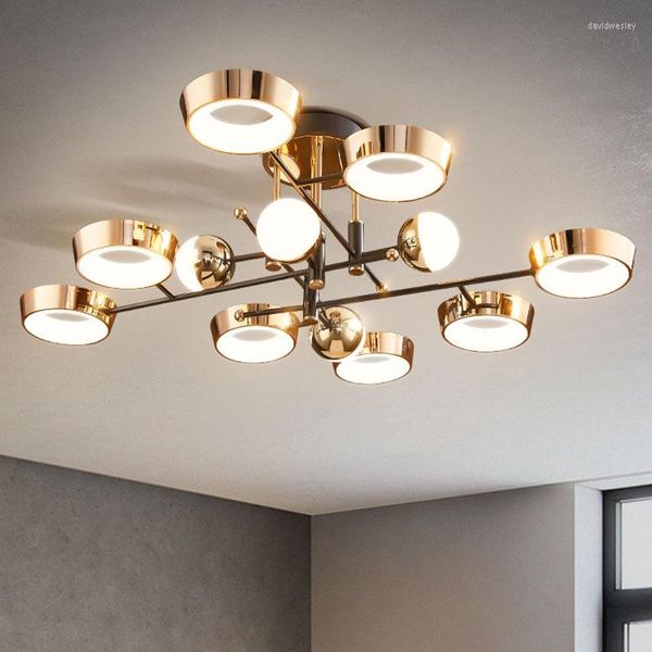 Lampadari 2023 Design moderno in stile di lusso Lampadario a LED per soggiorno Camera da letto Lampada da pranzo Cucina Plafoniere a soffitto in oro