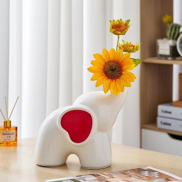 Vasen Nordic Home Decor Accessoires Keramik Elefant Vase Schlafzimmer Desktop Blumenarrangement Kreatives Wohnzimmer Dekorativ