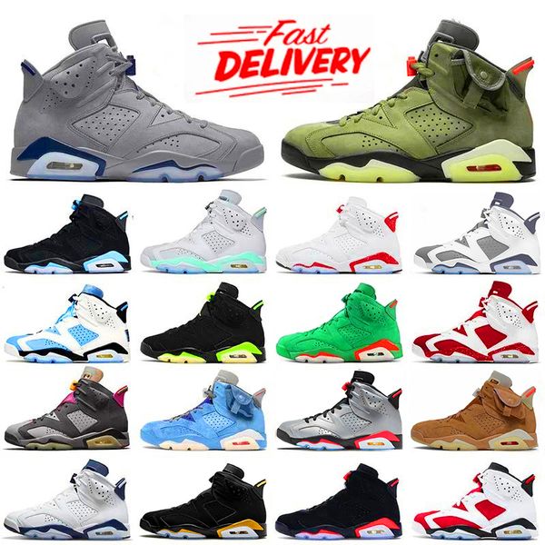 OG Jumpman 6 Basketball Shoes for Men Genuine Leather Jumpman 6s Retro Basketball Sneakers Cool Grey Metallic Sier UNC Red Oreo Outdoor Sports Trainers