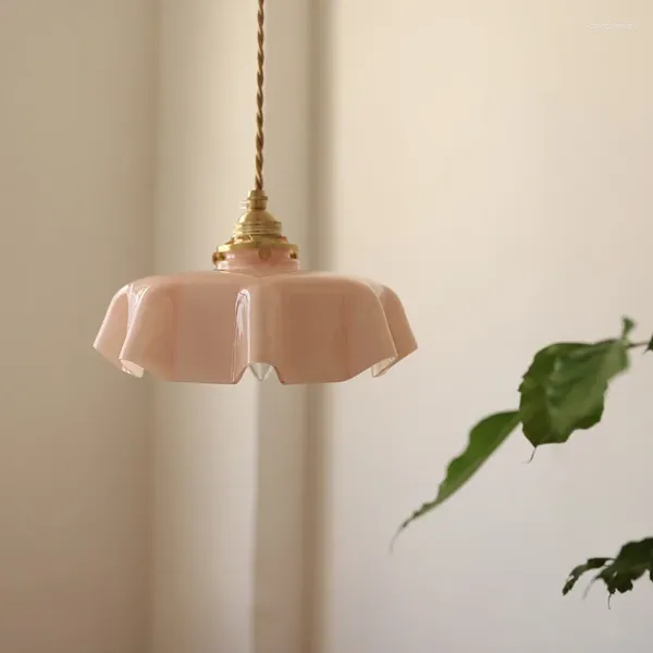 Lampade a sospensione Paralume in vetro francese Luci Sala da pranzo Isola della cucina Lampada a sospensione Comodino Camera da letto Armadio Apparecchio a sospensione