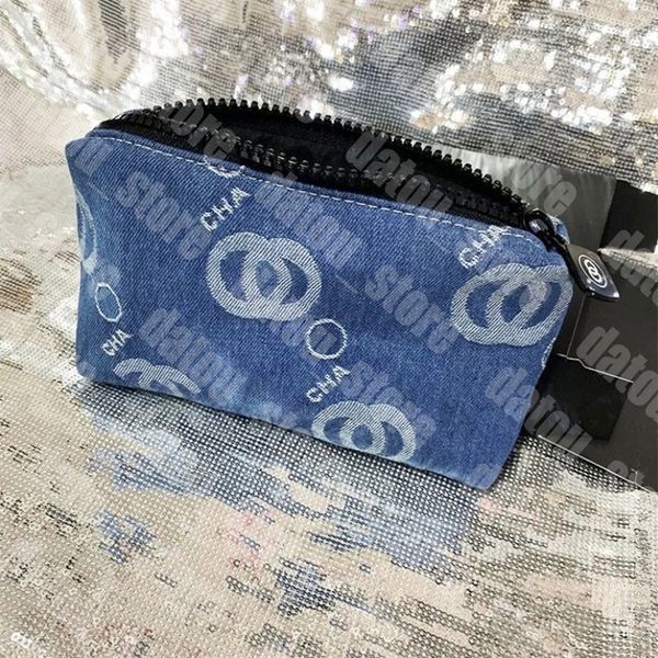 Borsa per il trucco Designer Denim Blue Wash Pouch Astucci per cosmetici con cerniera Borse per trucco da donna Astucci da toilette