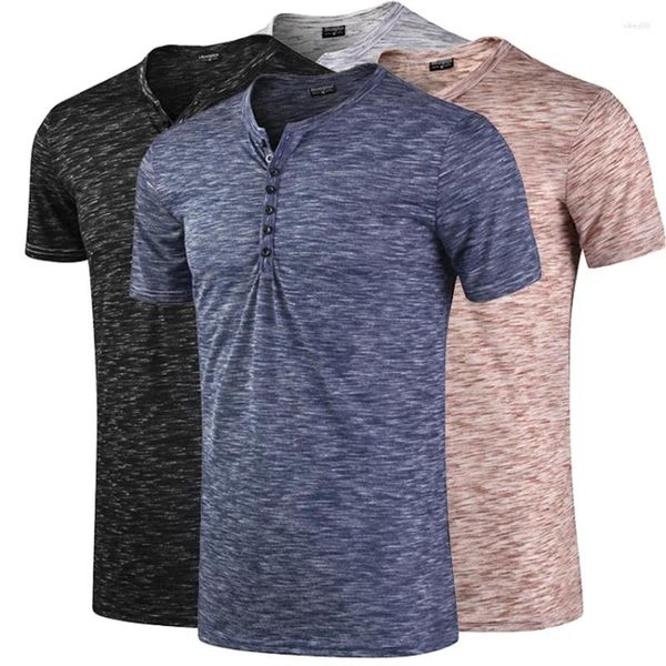 Herren T-Shirts Sommer Basic Kurzarm T-Shirt Kragen Knopf Mode T-Shirt für Männer Slim Fit Stilvolle T-Shirts Kleidung