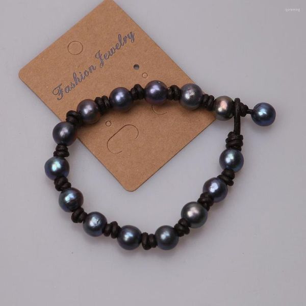 Braccialetti di perle blu Strand Women Pearls Braccialetti per bracciale per Guochi Gioielli in pelle Gioielli fatti a mano Drop