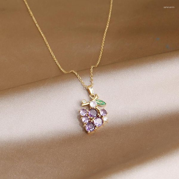 Ketten Kristall Trauben Charme Anhänger Halsketten Für Frauen Modeschmuck Nette Obst Kette Halsketten Zubehör