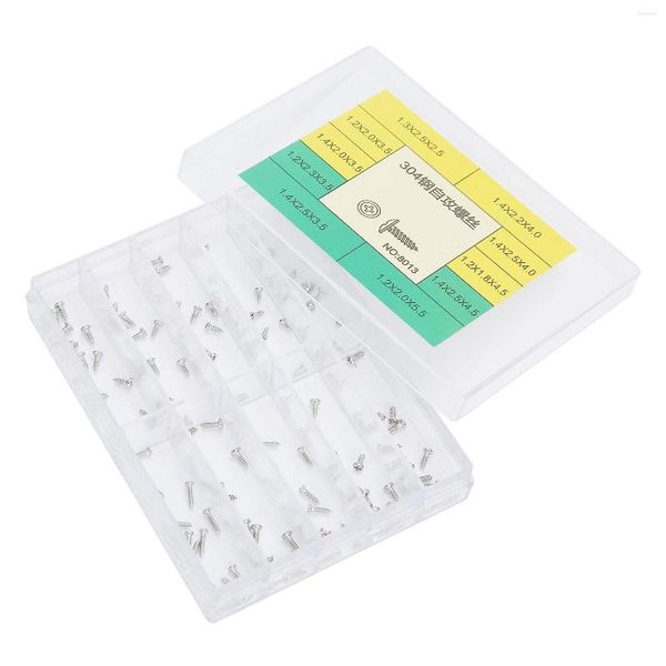 Caixas de relógio 10 tamanhos parafuso de auto -tapping parafusos de aço inoxidável para parafusos micro -toques para reparo de óculos