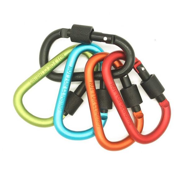 5 PCScarabiners Paracord Carabiner 8cm Larabiner de alumínio 5 cores Random Spiral D -Shape Doms Carabiners Camping Equipamento de escalada Montaus P230420