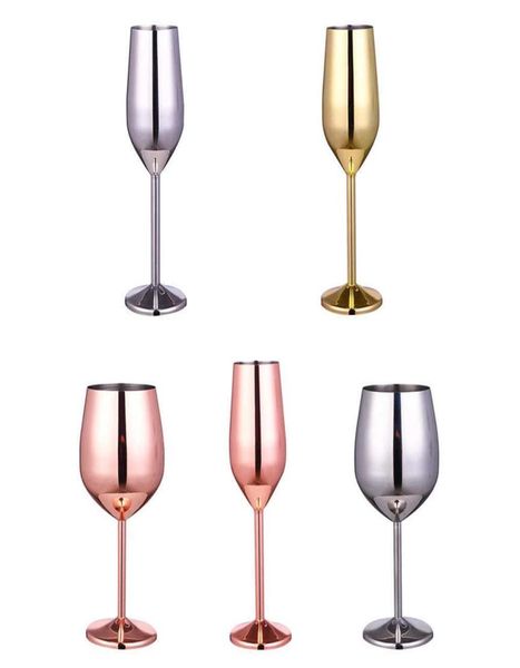 Bicchieri da vino in acciaio inossidabile Bicchieri eleganti Decorazioni per feste di nozze Bicchiere da vino in acciaio inossidabile Argento Oro rosa Regalo di Natale dorato X02103242
