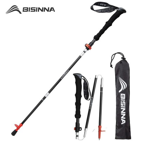 Pólos de esqui BISINNA 1pcs / 2pcs Dobrável Pólos de trekking Fibra de carbono Dobrável Telescópico Sticks Leve Bengala Caminhadas Escalada 231120