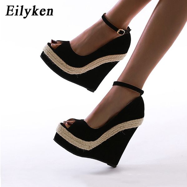 Peep Sexy Eilyken Brand Toe Platform Wedges Sandals Heels High Heels Women Straw Summer Summer Party Shoes Shoes 230419 1409