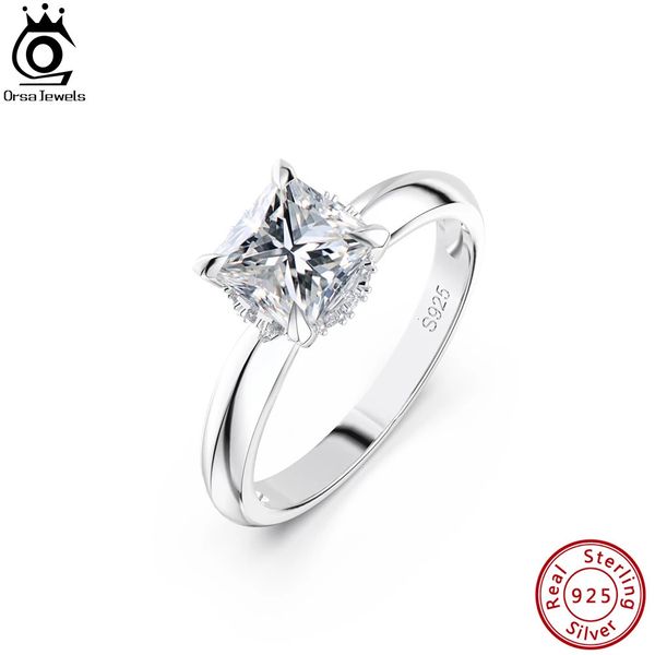 Anéis de casamento ORSA JEWELS 8A Anel de zircônia cúbica para mulheres 925 prata esterlina brilhante falso diamante halo premium joias de casamento LZR01 231118