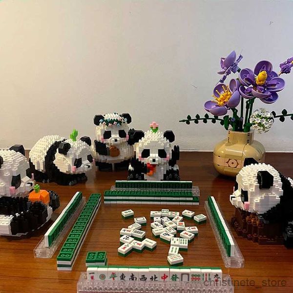 Blocos mais novo panda vida micro blocos de construção bonito modelo animal nano mini tijolos figura criança brinquedos aniversário presentes santa