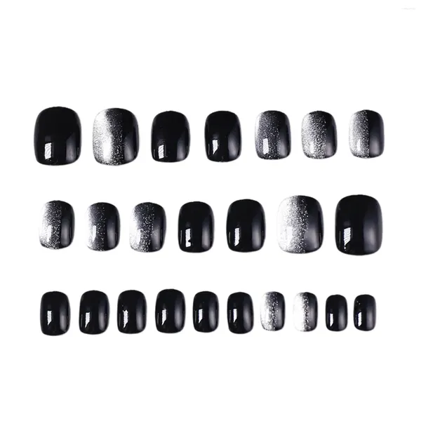Накладные ногти, черные, полуS, короткие, крутые ногти для девочек, декоративные аксессуары для дизайна ногтей «сделай сам»,