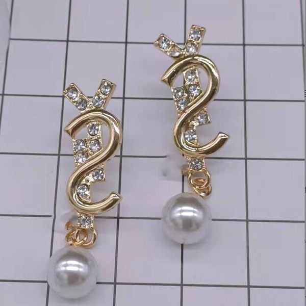Designer Earring Love for Woman Simple Letters Gold 925 Silver Diamond Ring Lady Orecchine Gioielli 20style