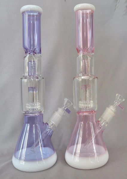 Vintage de alta qualidade Perc Glass Bong Water Hookah Pipe 35cm altura 700g peso pode colocar o logotipo do cliente ZZ