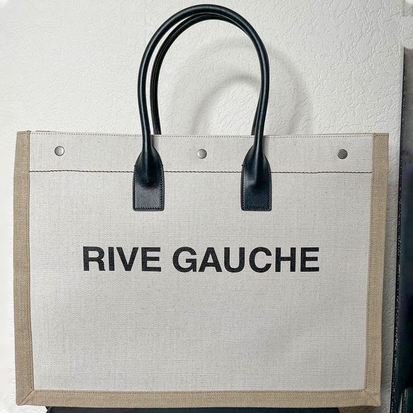 Vintage Rive Gauche Einkaufstasche Damen Designer Schulter-Clutch-Handtaschen Hobo-Umhängetaschen Große Tragetaschen Herren Luxus-Leinen-Reisetasche mit Tragegriff oben Strandtaschen