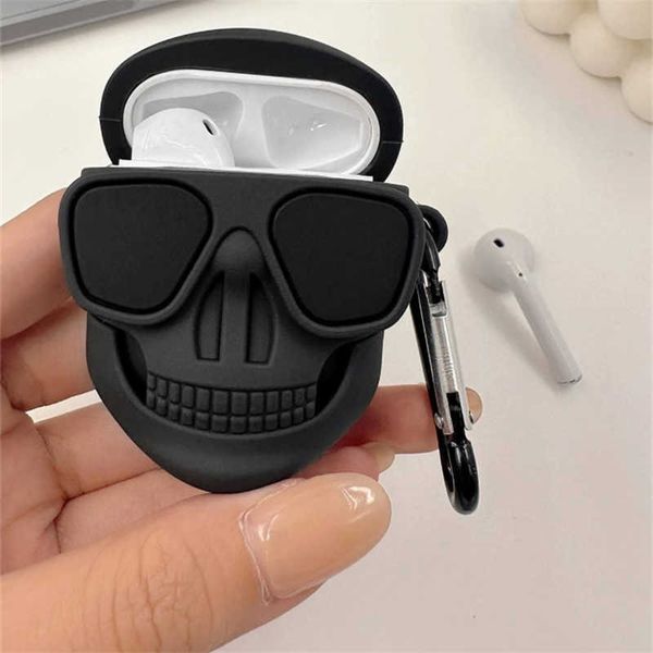Acessórios para fones de ouvido Marca elegante 3D Óculos de sol Skull Silicone Protective Earphone Case para AirPods 1 2 3 Cappa do fone de ouvido Bluetooth para AirPods Pro J230420