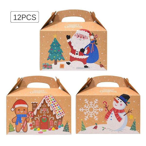 Envoltório de presentes 1224 pcs grande caixa de doces de véspera de Natal boneco de neve Papai Noel bolo favor embalagem ano feliz festa suprimentos 231120