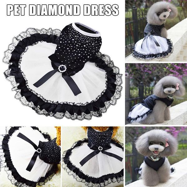 Vestido de vestuário tutu de cachorro brilho arco renda de caça bolha de pet roupos de cachorro fantasia de cachorro macio e sólido hg99