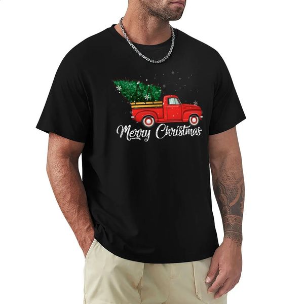 Herren-T-Shirts, roter Truck Pick Up Weihnachtsbaum, Vintage-Retro-Pullover, Geschenk für Männer und Frauen, Halloween-Tag, Erntedankfest, Weihnachts-T-Shirt 231118