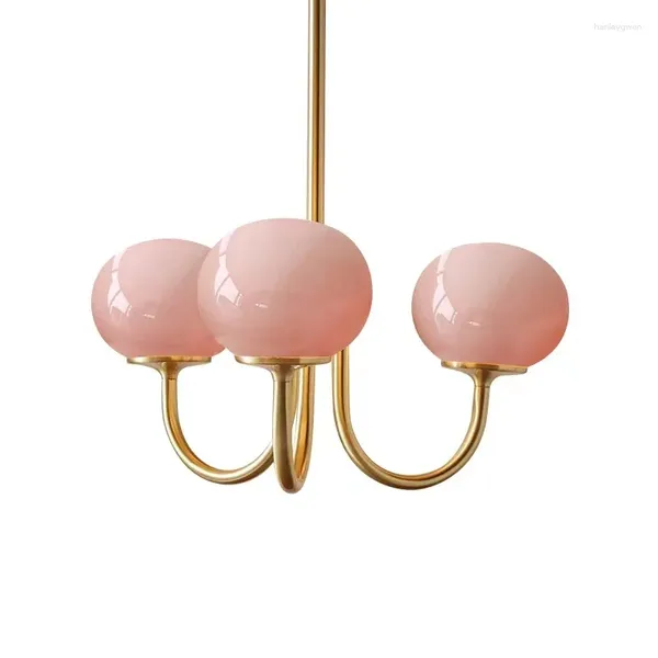 Lampadari palline di vetro moderne a led Pink Milky White sospeso a sospensione Living Dining Room Dining decorazione cucina a soffitto interno