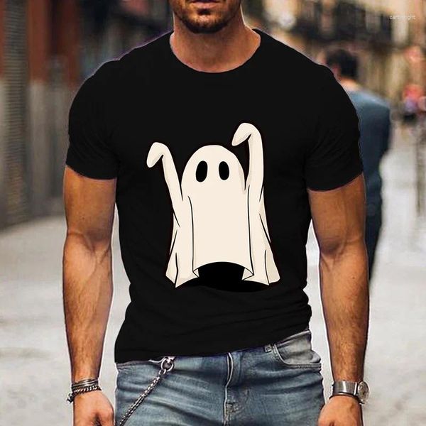 Magliette da uomo Retro Fantasma Halloween Magliette divertenti Manica corta Magliette classiche Maglietta da uomo Hipster Oversize