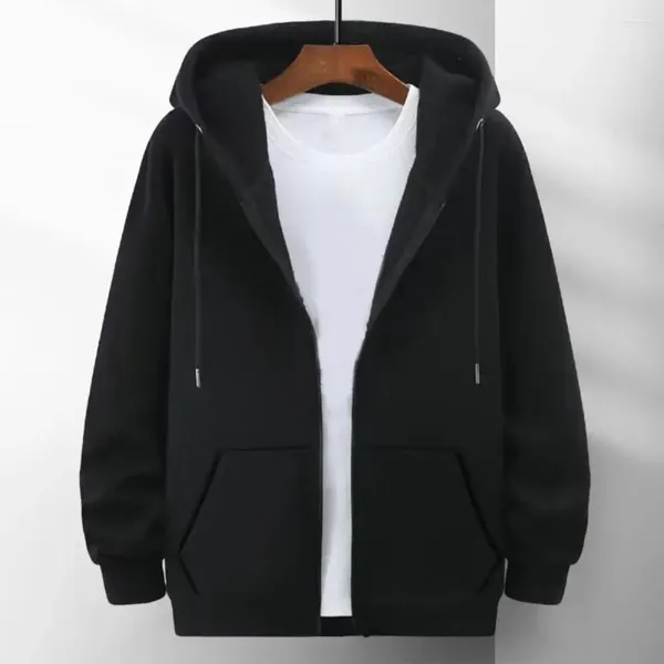 Hoodies masculinos macios e confortáveis moletom elegante com capuz cardigan quente mais veludo camisola com zíper casaco para outono/inverno conforto