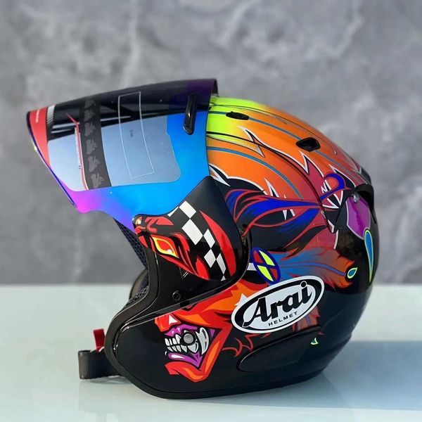 Caschi moto Casco Ram3 Casco moto mezzo casco Sport all'aria aperta Uomo e donna Moto Personalità Casco da corsa a faccia aperta Four SeasonsL21029