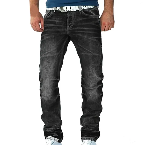 Jeans maschere pantaloni magri in jeans neri lavati bassi pantaloni sottili streetwear per uomini