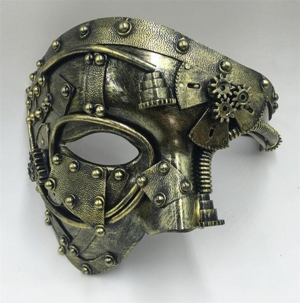 Steampunk Phantom Masquerade Cosplay máscara bola media cara hombres disfraz Punk disfraz de fiesta de Halloween accesorios 2009297980129