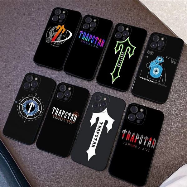 Moda trapstar caso de telefone para iphone 14 13 12 11 pro max mini x xr xs max se20 8 7 plus 6s mais casos de silicone com alça de mão j230519 a65m