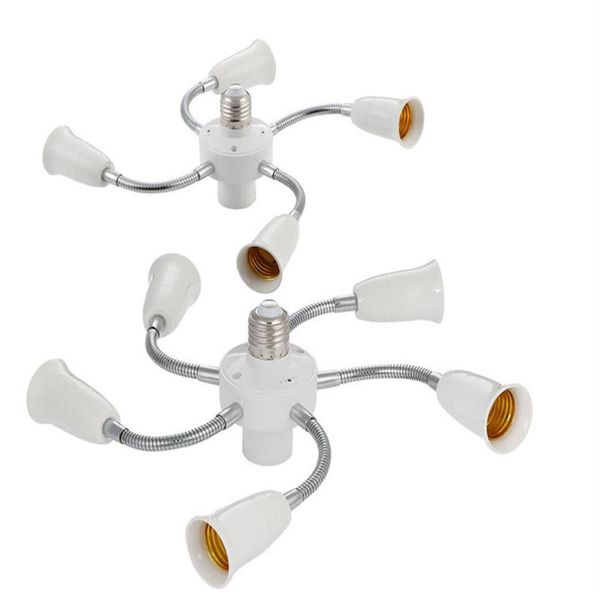 Einstellbarer weißer E27-Sockel-Sockel-Splitter Schwanenhals-LED-Birnen-Halter-Konverter mit Verlängerungsschlauch 3 4 5-Wege-Adapter222j