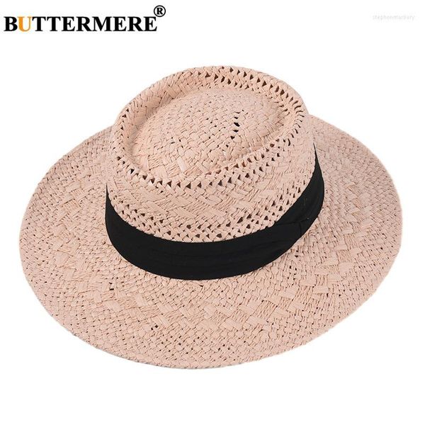 Hüte mit breiter Krempe BUTTERMERE Sonne für Frauen Hellrosa Pork Pie Strohhut Damen Strand Panama Sommer Caps Damen