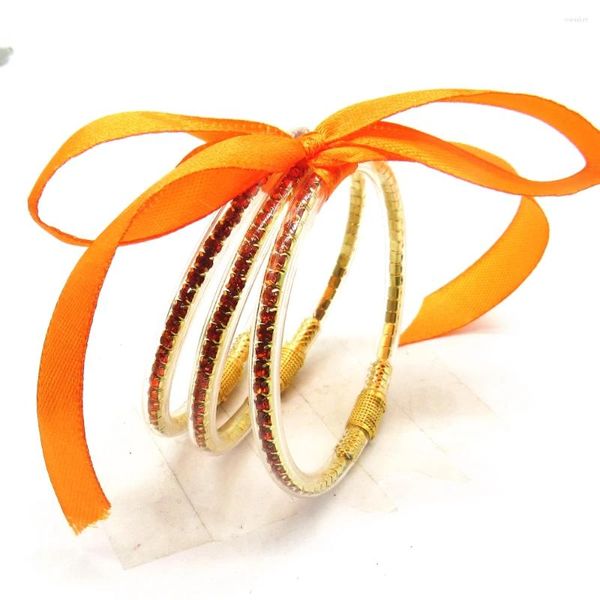 Цвет брака 3pcs/Set Orange Antrystone Crystal блеск силиконовый браслет Sparkling Fashion Jelly Bangles for Women Girls Gift