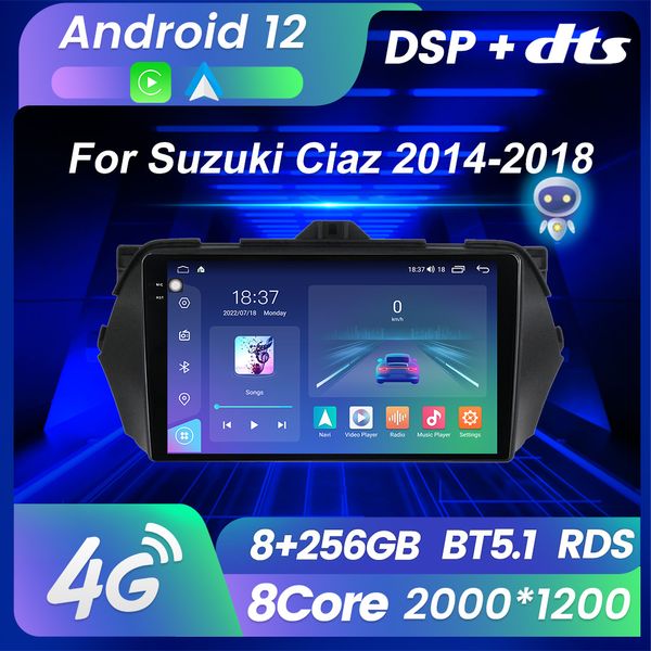 M6 Pro Android 12 QLED Screen Car DVD-радио мультимедийный видеоплеер GPS Navigation для Suzuki Alivio Ciaz 2014-2019 Stereo Head Bind