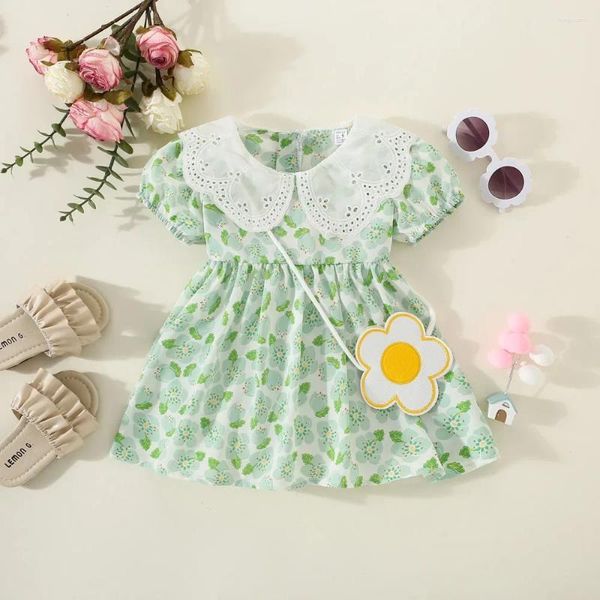 Mädchenkleider 2024 Blumentasche Fragmentiertes Kinderkleid Mädchenstil Einfach und langlebig Süße Prinzessin