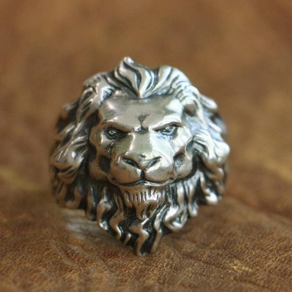 Cluster Ringe LINSION 925 Sterling Silber King Of Lion Ring Hohe Details Herren Biker Punk TA109 US Größe 7-15