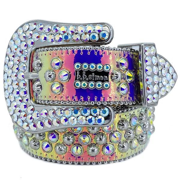 Cinture firmate Bb Simon per uomo donna Cintura con diamanti lucenti su nero blu bianco multicolore con strass scintillanti come regalo Larghezza 4.0 cm c4