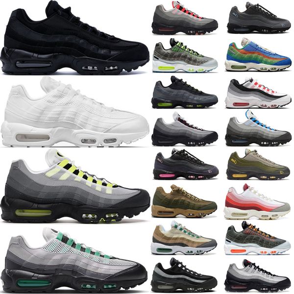 air max airmax 95s running shoes mens trainers Triple Black White Worldwide Neon Aqua University Blue TT Bred women chaussures outdoor sport sneakers