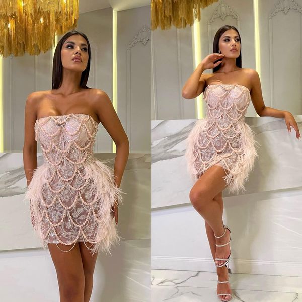 Vestidos de baile lindos miçangas de miçangas de lantejoulas de lantejoulas de pérolas curtas vestido curto em camadas de zíper para o joelho