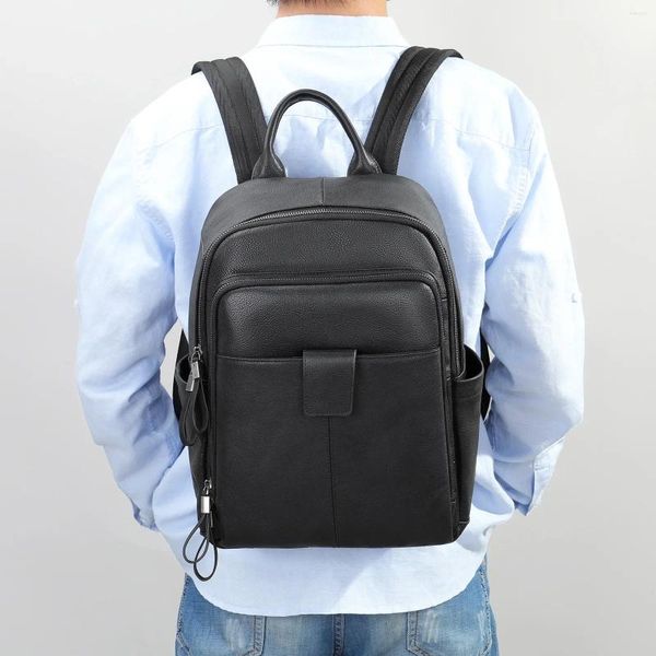 Sacos de armazenamento masculino rua tendência mochila de couro leve viagem roupas computador