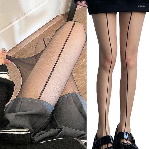 Meias femininas ultra-finas de náilon meia-calça sexy linha meias de seda verão moda charme europeu americano meia-calça jantar