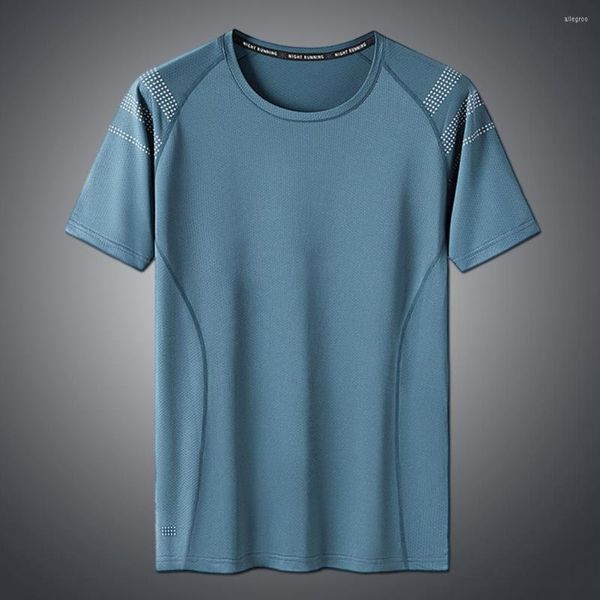 T-shirt da uomo T-shirt estiva da uomo Seta del ghiaccio Traspirante Tinta unita O-Collo Maniche corte Allentato Mantieni il raffreddamento Pullover Top da spiaggia Abbigliamento